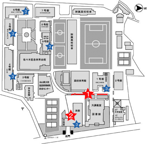 大学構内での主な掲示板場所