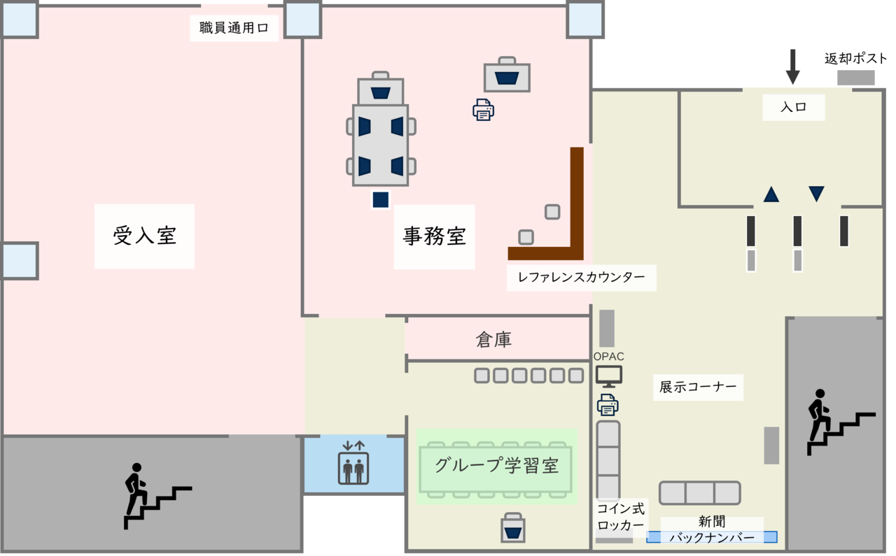 湘南工科大学附属図書館1階フロアガイド