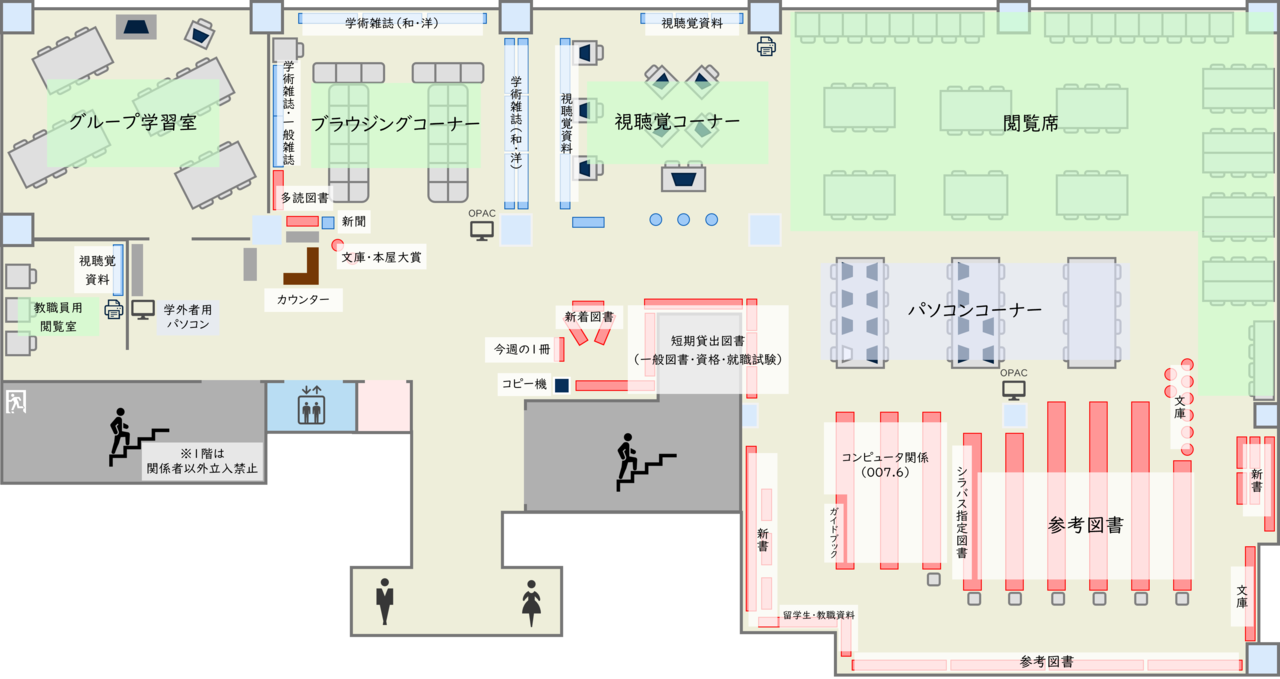 湘南工科大学附属図書館2階フロアガイド