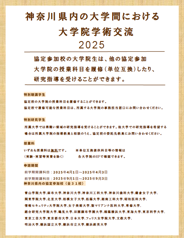 2025年度神奈川県内の大学間における大学院学術交流ポスター